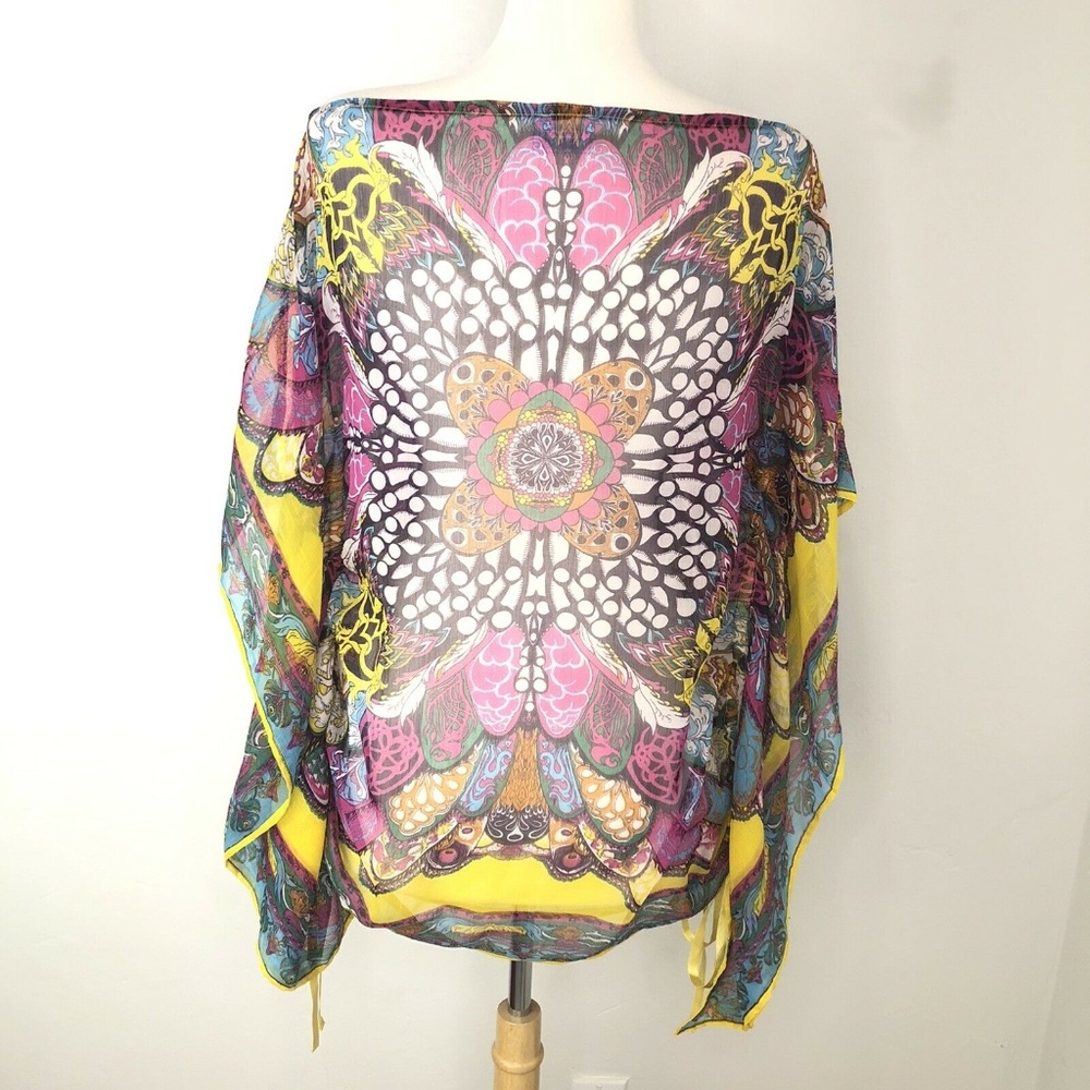 La Noda Hindu Kimono Caftan Sheer Butterfly Top - Picture 6 of 8